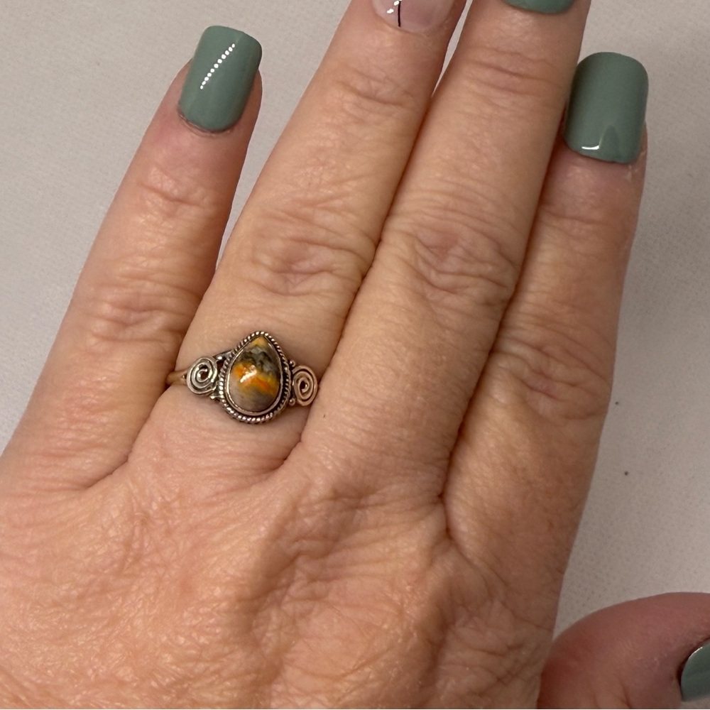 925 Sterling Silver with bumblebee Jasper ring